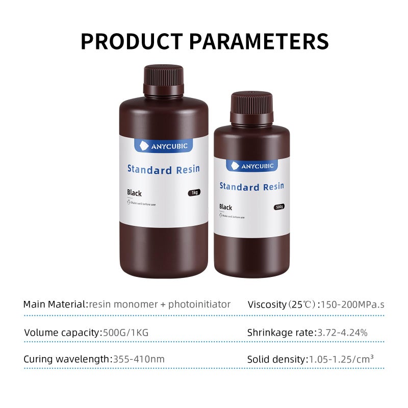 ANYCUBIC 3D Printer Resin, 405nm High Precision Fast Curing UV Photopolymer Resin for LCD 3D Printing, 1kg Black - Image 2